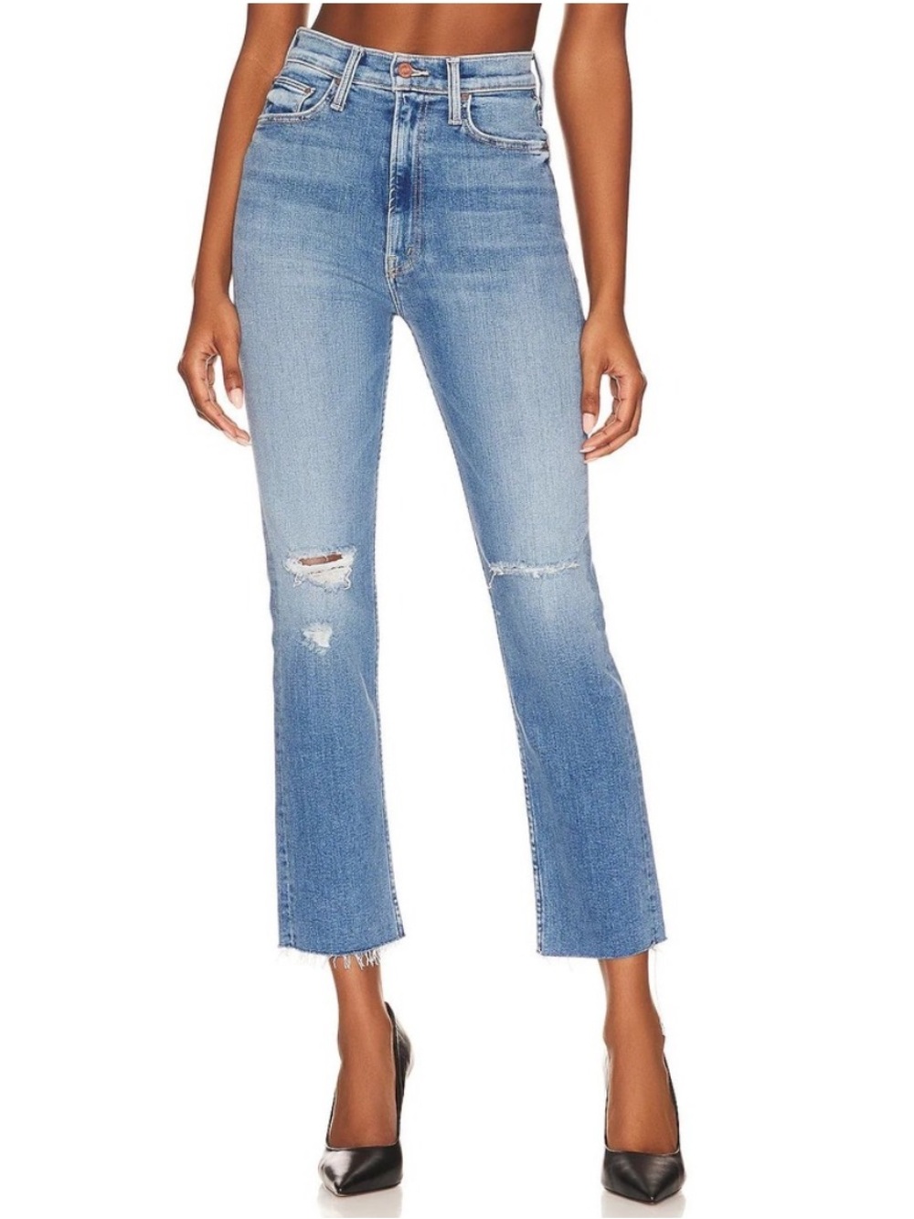 Mother Superior The Rider Ankle Fray High Rise Jeans Size 24 Raw Hem Distressed
